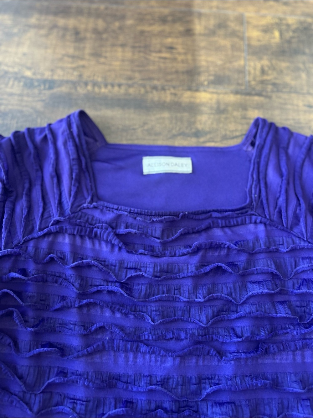 ✨ 3/$25 ✨ Allison Daley Royal Purple Short-Sleeve Ruffled Tee - Picture 3 of 7